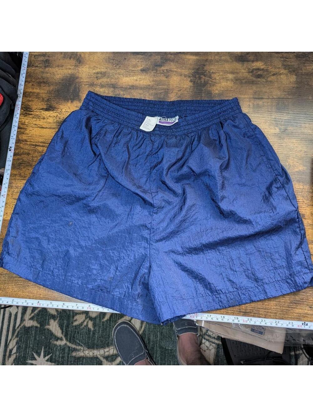 Vintage 80s 90s Athletech Blue Nylon Athletic Shorts Men’s L